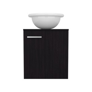 SEVOBAL Bathroom Vanities Floating Cabinet 18 Inch with Wessel Sink and One Shelf for Bathroom Storage, Black, 26.38"*22.44"*11.42" - 1 of 4