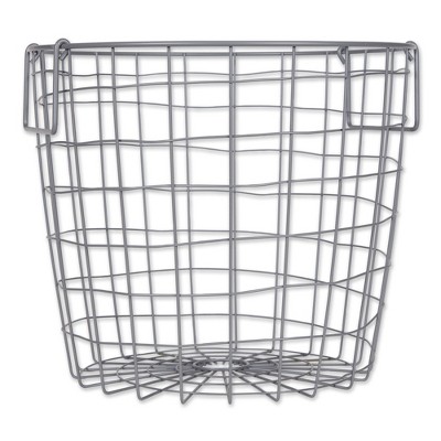 Cool Gray Round Metal Storage Basket 14"x14"x12"
