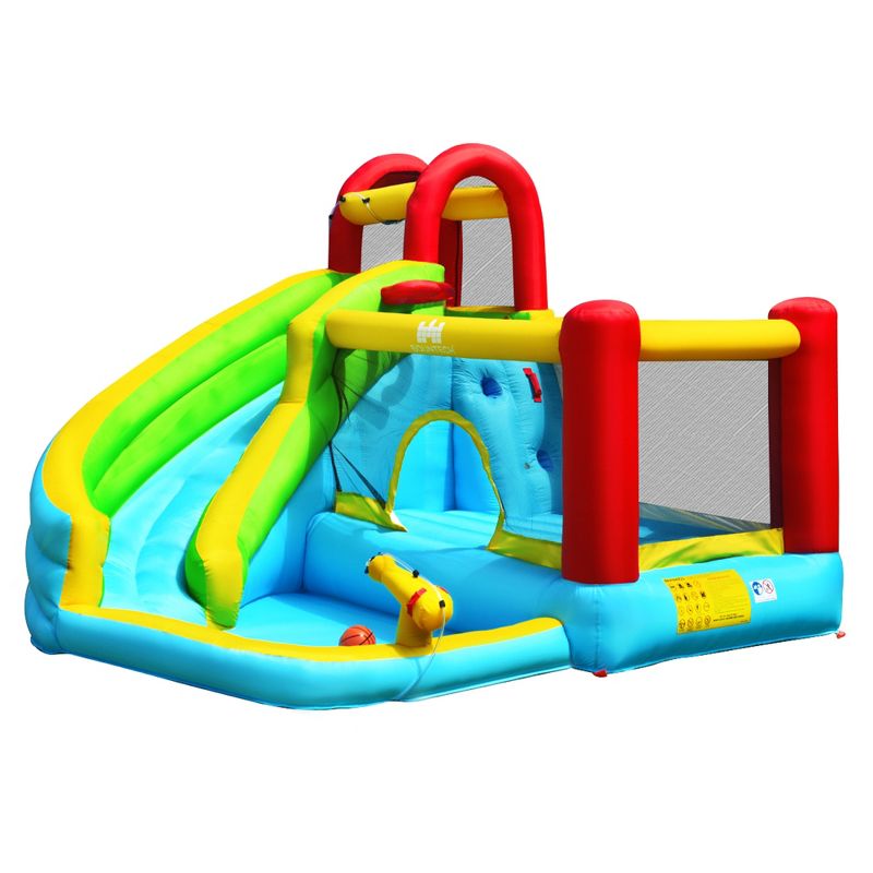 Costway Inflatable Kids Water Slide Jumper Bounce House Splash Water Pool W/ 735W Blower, 4 of 11