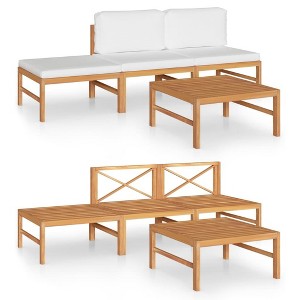 vidaXL Garden Lounge Set Cream Solid Teak wood Standard Tough - 1 of 4