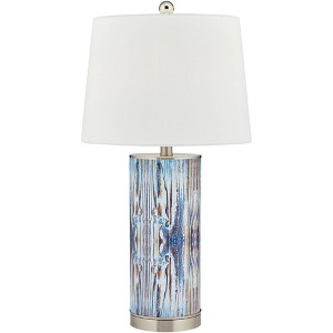 360 Lighting Mendes Modern Coastal Table Lamp 26 1 2 High Brushed Nickel Blue Glass White Shade For Bedroom Living Room Bedside Nightstand Office Target