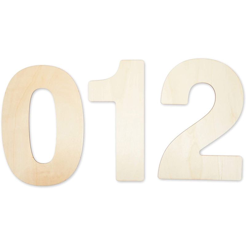 Bright Creations 10 Piece Unfinished Wood 12-Inch Number 0-9 for DIY Crafts & Home Wall Decor, 4 of 9