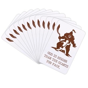Dicksons God is Bigger Than The Giants, White/Brown 3.8 x 2.5 Inch Laminated Cardstock Pocket Card Bookmark; Pack of 12 - 1 of 3