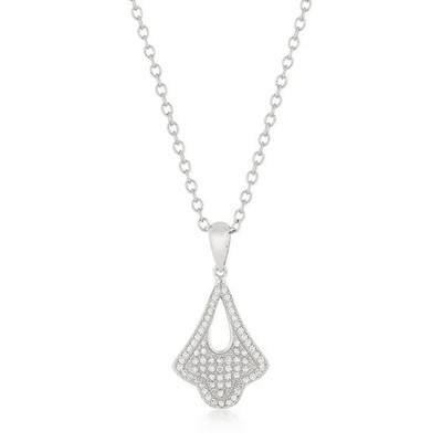 ShineHigh Teardrop Dangle Pendant Necklace – Rhodium-Plated Pave-Set CZ Pendant on Adjustable Chain for Elegant, Everyday Style