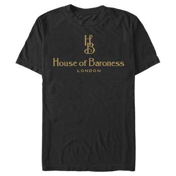 Men's Cruella House of Baroness London Logo Gold  T-Shirt - Black - 2X Large