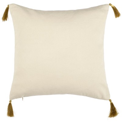 Valen Beige and Brown 16" Square Pillow with Tassels