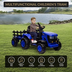 Kids Ride On Tractor, 12V Kids Ride On Toy Car with Remote Control, Electric Vehicles Toy with LED Headlights for Boys Girls 3-8, Gift for Kids - 1 of 4