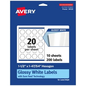 Avery Glossy White Hexagon Labels with Sure Feed, 1-1/2" x 1-47/54" - 1 of 4