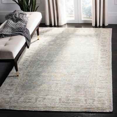 Elysian Light Blue Hand-Knotted Wool & Viscose 5'x8' Area Rug
