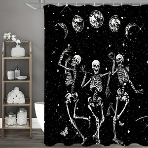 Paaaawaters 1pcs The Horror Figure Skeleton Man Shower Curtain, Waterproof Shower Curtain With 12 Hooks - 1 of 4