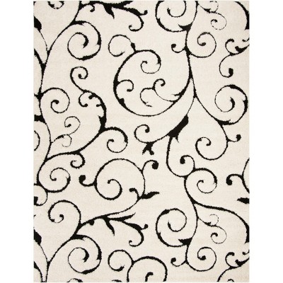 8'6"x12' Swirl Loomed Area Rug Ivory/Black - Safavieh