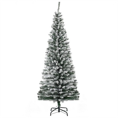 NAYSAYE 6FT Unlit Artificial Christmas Tree 492 Branch Tips Pencil Shape Indoor Holiday Tree with Foldable Base Durable PVC and Steel, Green