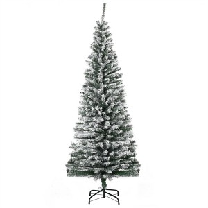 NAYSAYE 6FT Unlit Artificial Christmas Tree 492 Branch Tips Pencil Shape Indoor Holiday Tree with Foldable Base Durable PVC and Steel, Green - 1 of 4
