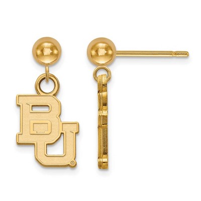 Black Bow Jewelry 14k Yellow Gold Baylor Bears NCAA Dangle Earrings