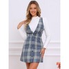 Allegra K Women's V Neck Gingham Check Pinafore Overalls Suspenders Plaid Print Dress - 4 of 4