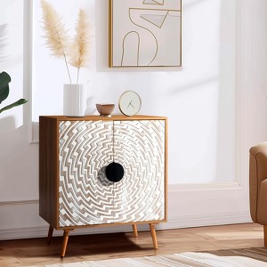 KTMBDW Accent Cabinet with 2 Doors, Pattern Carving Sideboard Buffet with Storage, Wood Credenza for Entryway, Living Room, Kitchen, Dining Room - 1 of 4