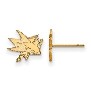 Black Bow Jewelry 14k Yellow Gold San Jose Sharks NHL Stud Earrings - 1 of 3
