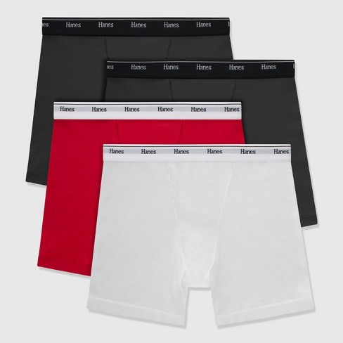 Hanes Women's 4pk Originals Boxer Briefs - White/red/black S : Target