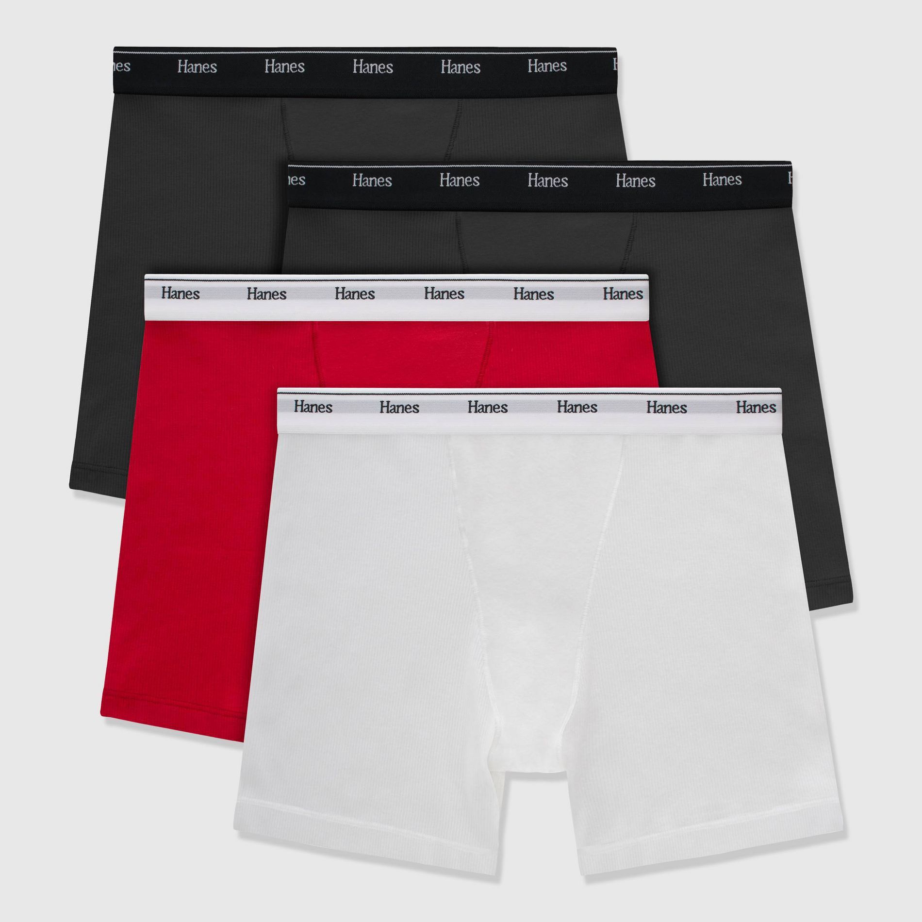 Hanes Originals Women's 4pk Underwear Boxer Brief Stretch-Cotton - White/Red/Black XXL