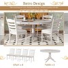 ELJGET 5 Piece Dining Table Set, Mid-Century Wood Kitchen Table with Extendable Dining Table & 4 Upholstered Dining Room Chairs, Antique White - 4 of 4
