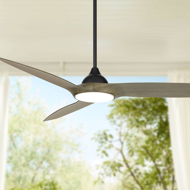 56" Casa Vieja Olympia Breeze Modern Indoor Outdoor Ceiling Fan with Dimmable LED Light Remote Matte Black Wood Damp Rated for Patio Exterior House, 2 of 10