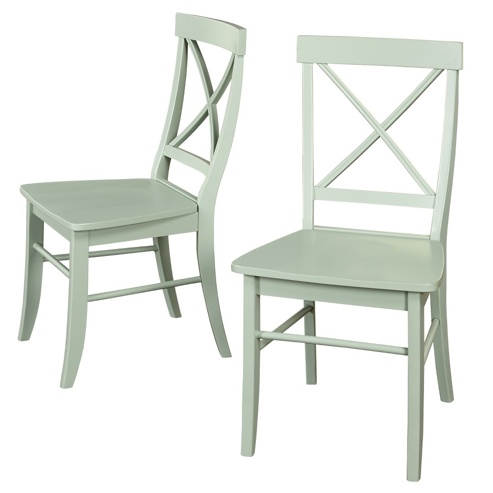 Photos - Dining Table Buylateral Set of 2 Albury Cross Back Dining Chairs Wood/Mint Green: Rubbe