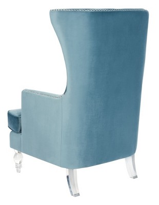 Light Blue Velvet Wingback Accent Chair with Acrylic Legs