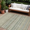 Sage Mint Green And Beige Striped Washable Indoor Outdoor Area Rug - 2 of 4