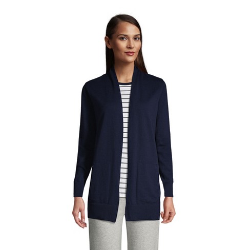 Lands' End Women's Cotton Open Long Cardigan Sweater - Medium - Radiant  Navy : Target