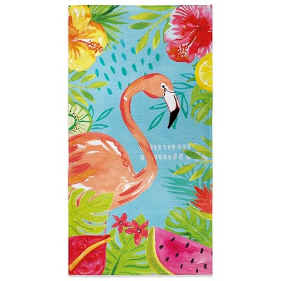 Laural Home Tutti Fruity Flamingo Beach Towel - Multicolored