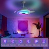 Modern Flush Mount Ceiling Fan 19''/42'' LED Enclosed Ceiling Fans Retractable Blade/Bladeless LED-RGB Ambient Light for Bedroom Kids Room Party - 4 of 4