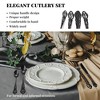 30-Piece Flatware Set for 6, Stainless Steel Retro Silverware with Vintage Baroque Design, Mirror Finish & Dishwasher Safe(Black) - 3 of 4