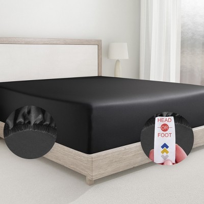 King Black Cotton Sateen 400 Thread Count Sheet Set