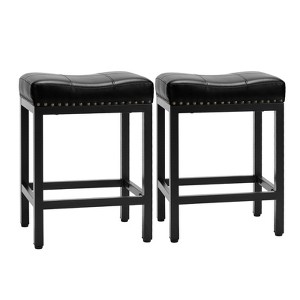 DOMETOUR Saddle Bar Stools Set of 2 Kitchen Stools Sturdy Steel Frame - 1 of 4