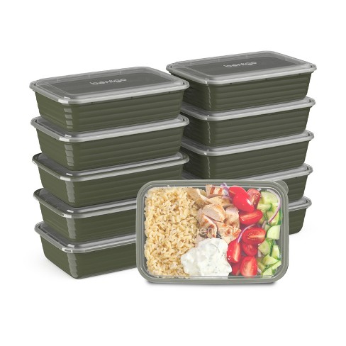 Bentgo Meal Prep 1-Compartment Container, Reusable, Durable, Mirowaveable -  Khaki Green - 4 Cup/10pk