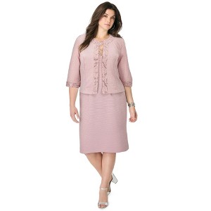 Roaman's Women's Plus Size Sweetheart Sheath Dress And Jacket Set - 1 of 2