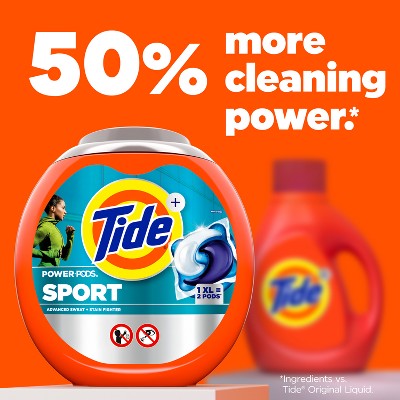 Tide Sport Power HE Deep Cleaning Concentrated Laundry Detergent Pods 63 Pacs - 93oz: Odor Control, Paraben-Free, Sporty Scent