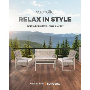 SereneLife 4-Piece Patio Outdoor Rattan Furniture Set - 1 of 4