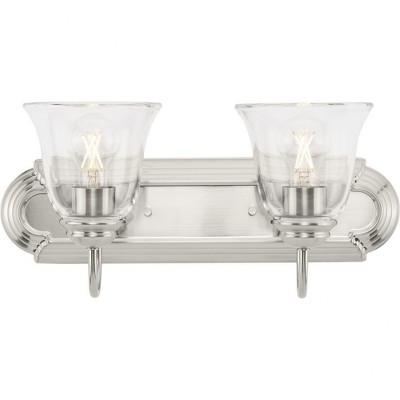 Brushed Nickel 2-Light Vanity Light with Clear Glass Shades