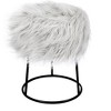 BirdRock Home Round Grey Faux Fur Foot Stool Storage Ottoman with Black Legs - 4 of 4