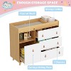 Famapy Baby Changing Table With leather Pulls Large Worktop Three Drawers Rich Storage Space Storage Cabinet - 3 of 4