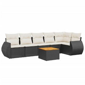 vidaXL Garden Sofa Set Black, Cream White - 1 of 4