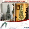 HOMDOX 6ft Pre-lit Spray White Artificial Pencil Christmas Tree, Premium Hinged Pine Lighted Slim Tree, 566 Branch Tips, 250 Lights, 11 COLORFULLIGHT - 4 of 4