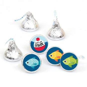 Big Dot of Happiness Let's Go Fishing - Fish Birthday Party or Baby Shower Round Candy Sticker Favors - Labels Fits Chocolate Candy (1 sheet of 108)