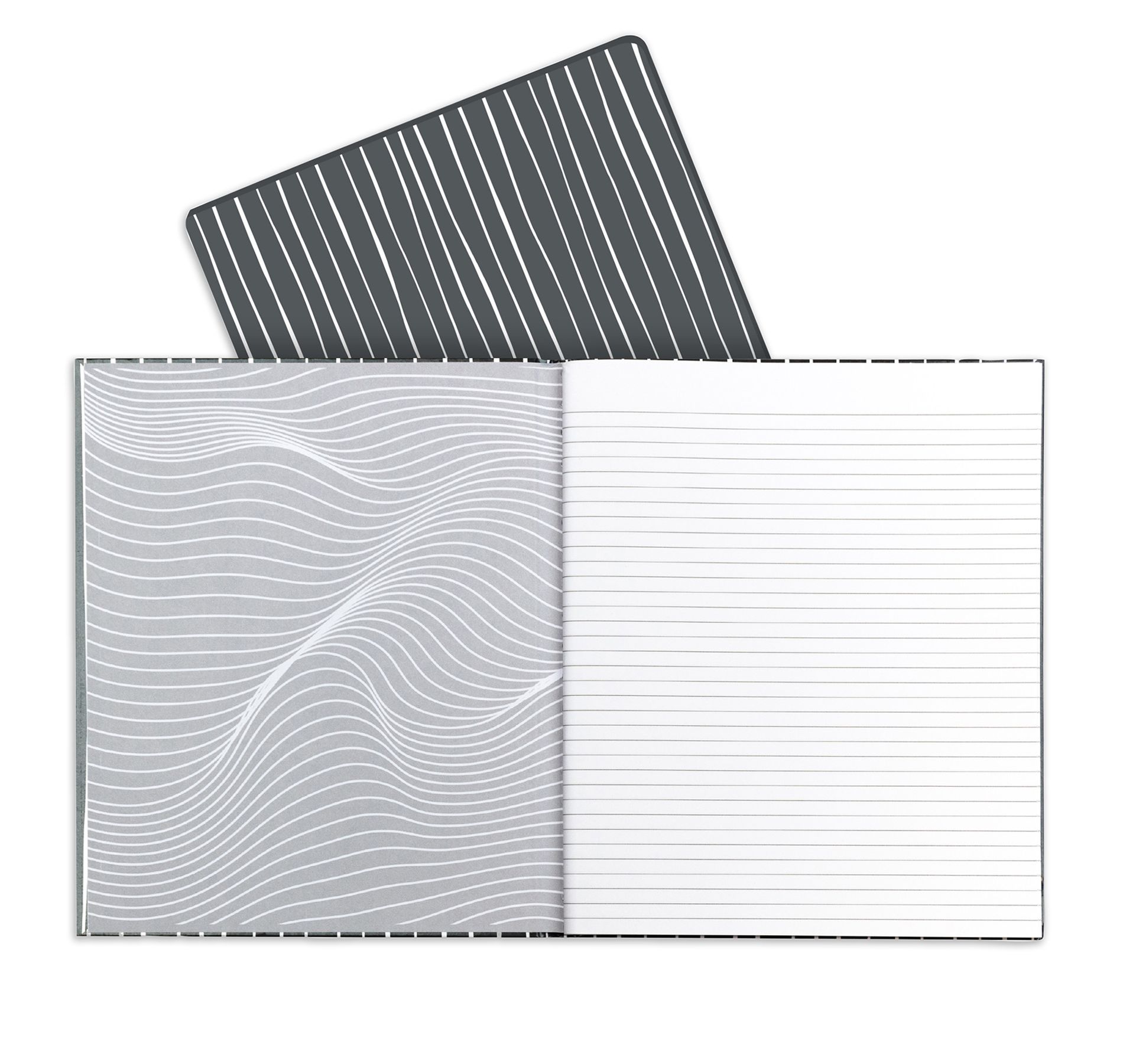 C-Line® Professional Hardbound Notebook, 96 Page, College Ruled, 8-1/2" x 10-7/8", Charcoal & White Stripes, Pack of 2