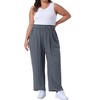 Agnes Orinda Women's Plus Size Stretchy High Waisted with Pocket Wide Leg Palazzo Pants - 3 of 4