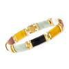 Ross-Simons Multicolored Jade "Good Fortune" Bracelet in 18kt Gold Over Sterling - 3 of 4