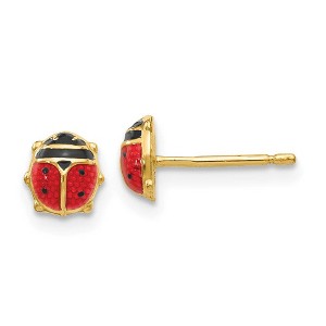 Black Bow Jewelry Kids 5mm Red Ladybug Post Earrings in 14k Yellow Gold and Enamel - 1 of 4
