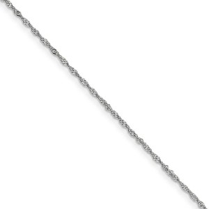 Black Bow Jewelry 1.1mm, 14k White Gold, D/C Singapore Chain Necklace - 1 of 4