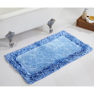 Shaggy Border Collection Bath Rug 100% Cotton Tufted Weave Ruffle Border Pattern Bathroom Rug for Machine Washable Bath Mat - 1 of 4